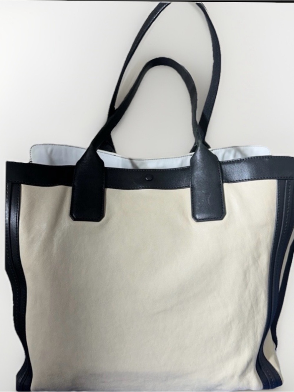 Chloé Allison Cream/Black Calfskin Leather Tote
